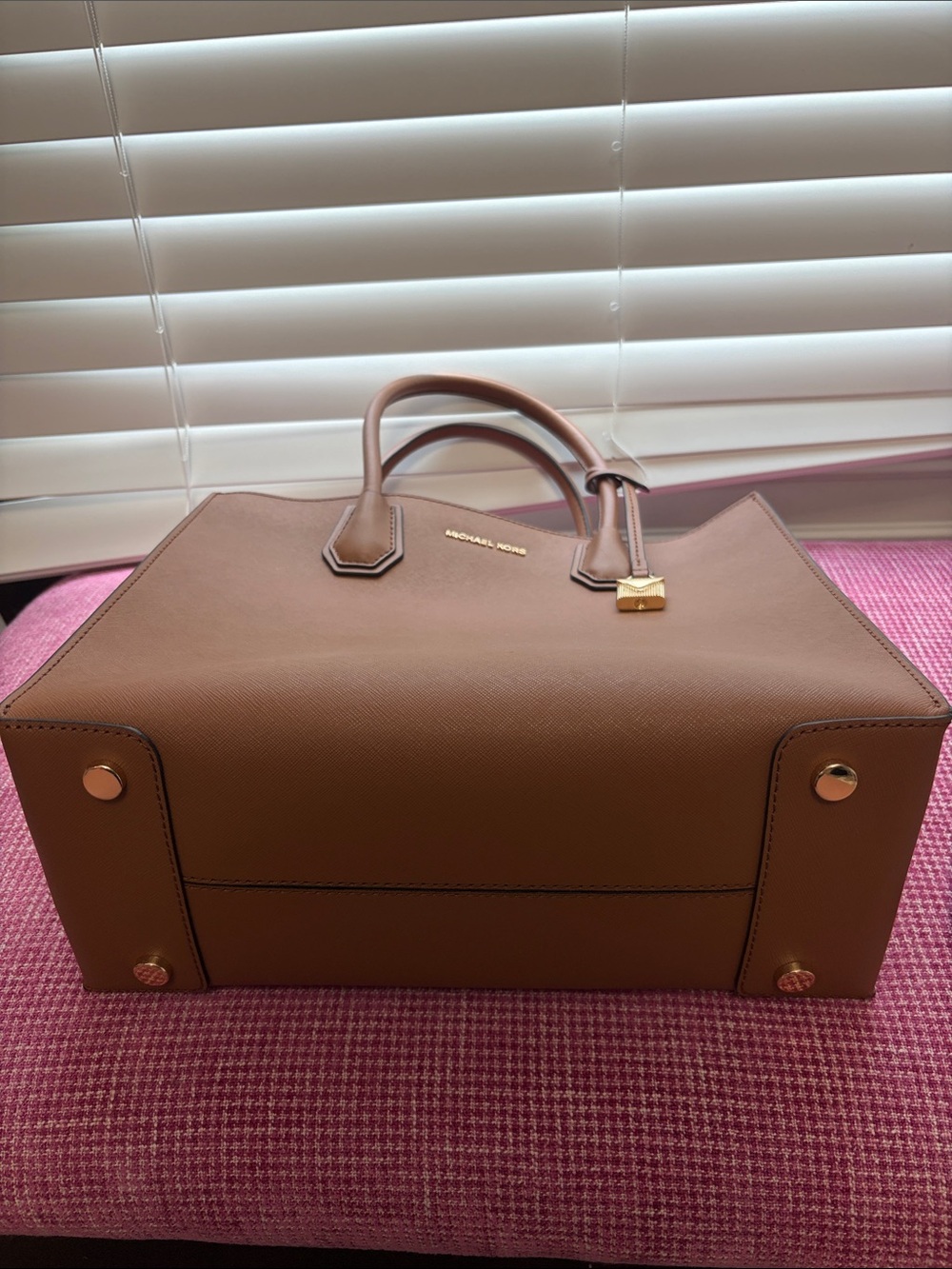 Michael Kors Leather Satchel in Camel Brown with Gold Hardware - Picture 6 of 6